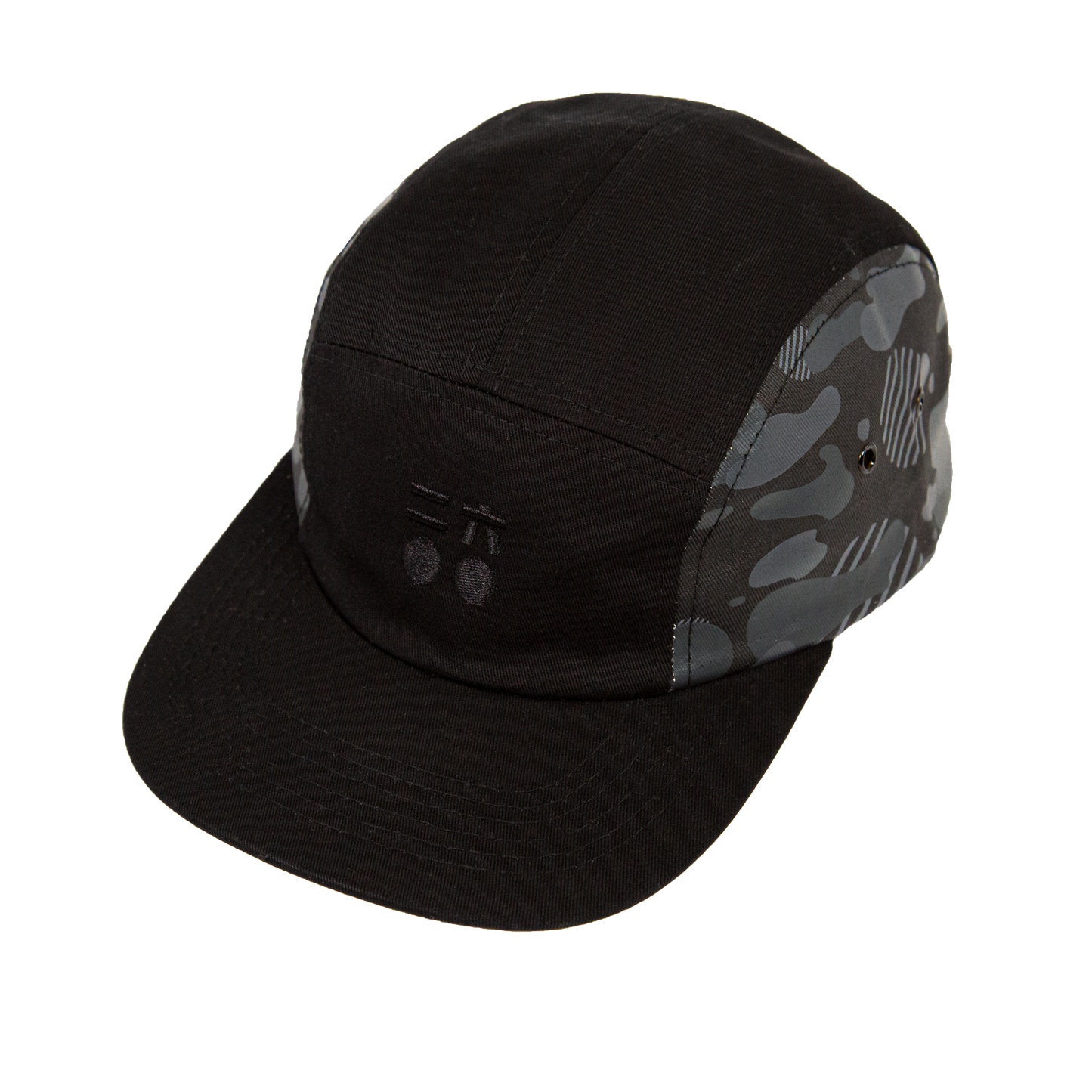 5パネルフラットブリムキャップ（ブラック）