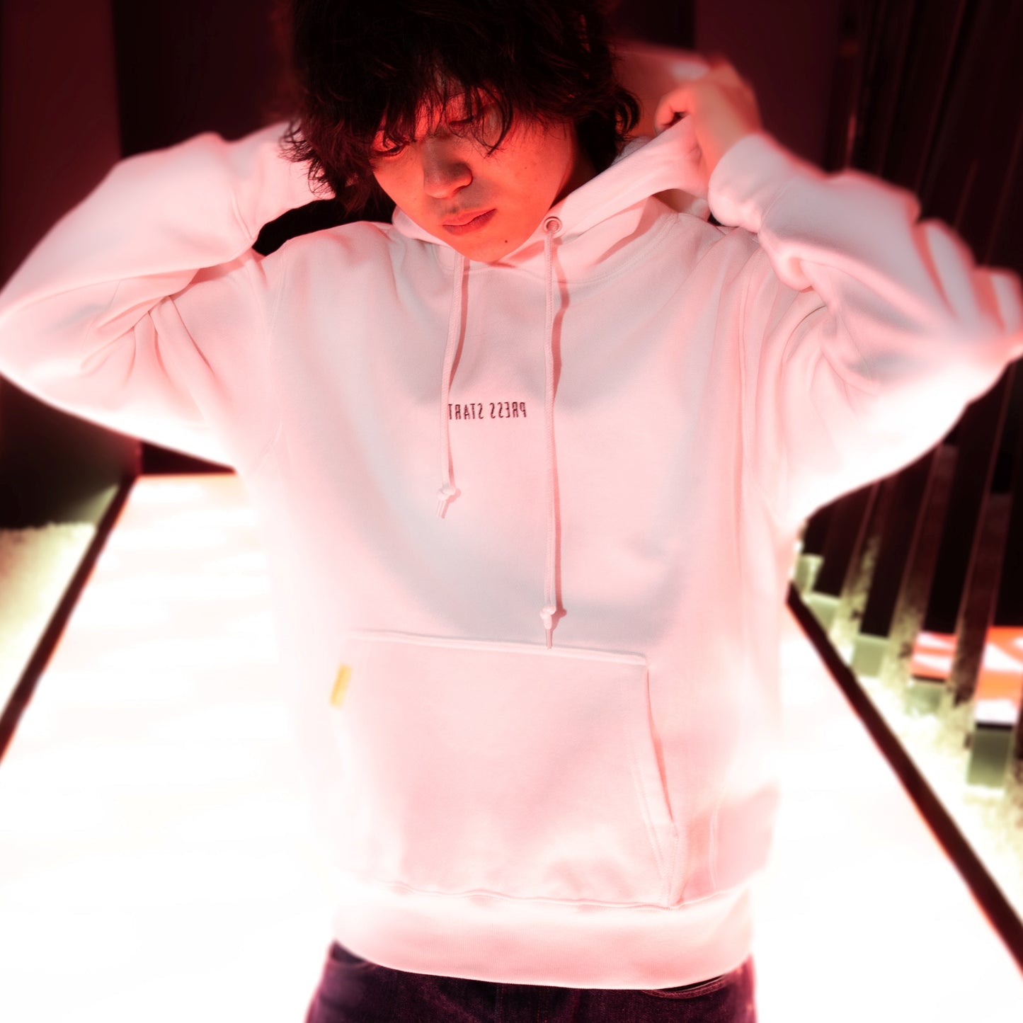 Press Start Heavy Weight Hoodie （White）Model : Takaya Special