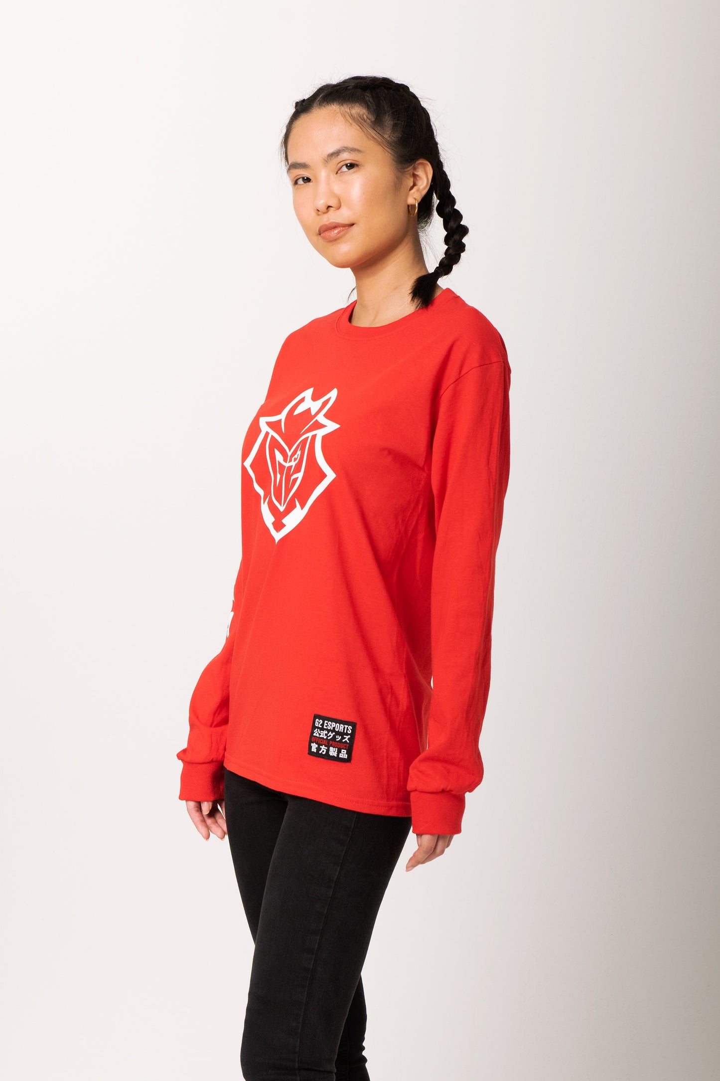 G2 Esports エッセンシャル ロングスリーブ Tシャツ（レッド）